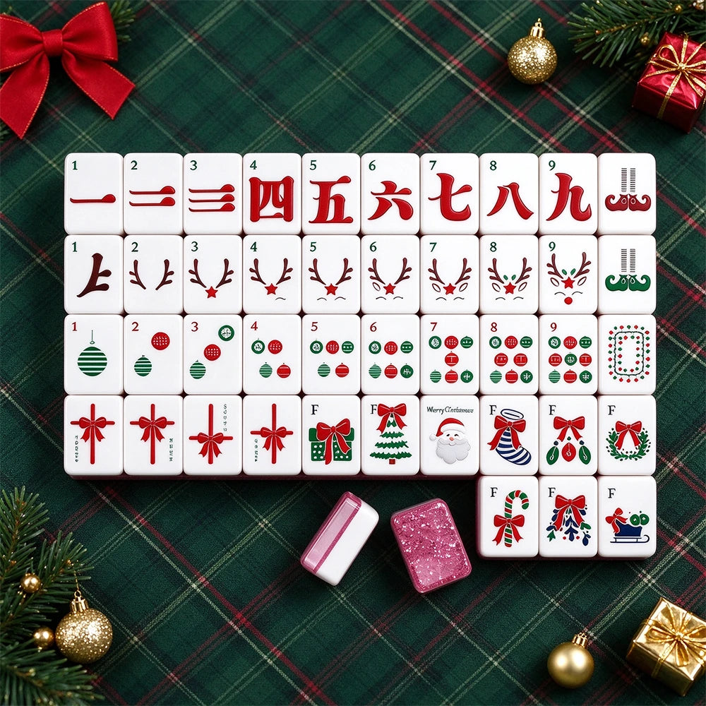 Classic American Mahjong set arranged on a green game table