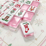 Pink American Mahjong tiles with floral artwork