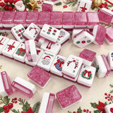 Pink American Mahjong tiles with playful colorful designs