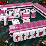 Pink and black American Mahjong set with modern tile designs