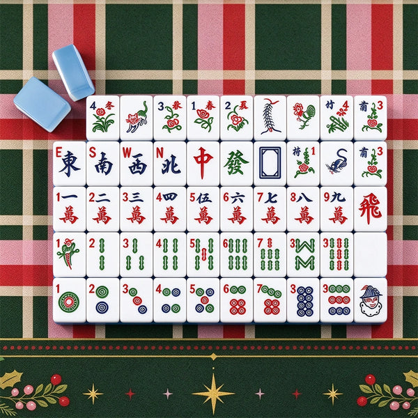 Classic American Mahjong set with red and green tile designs