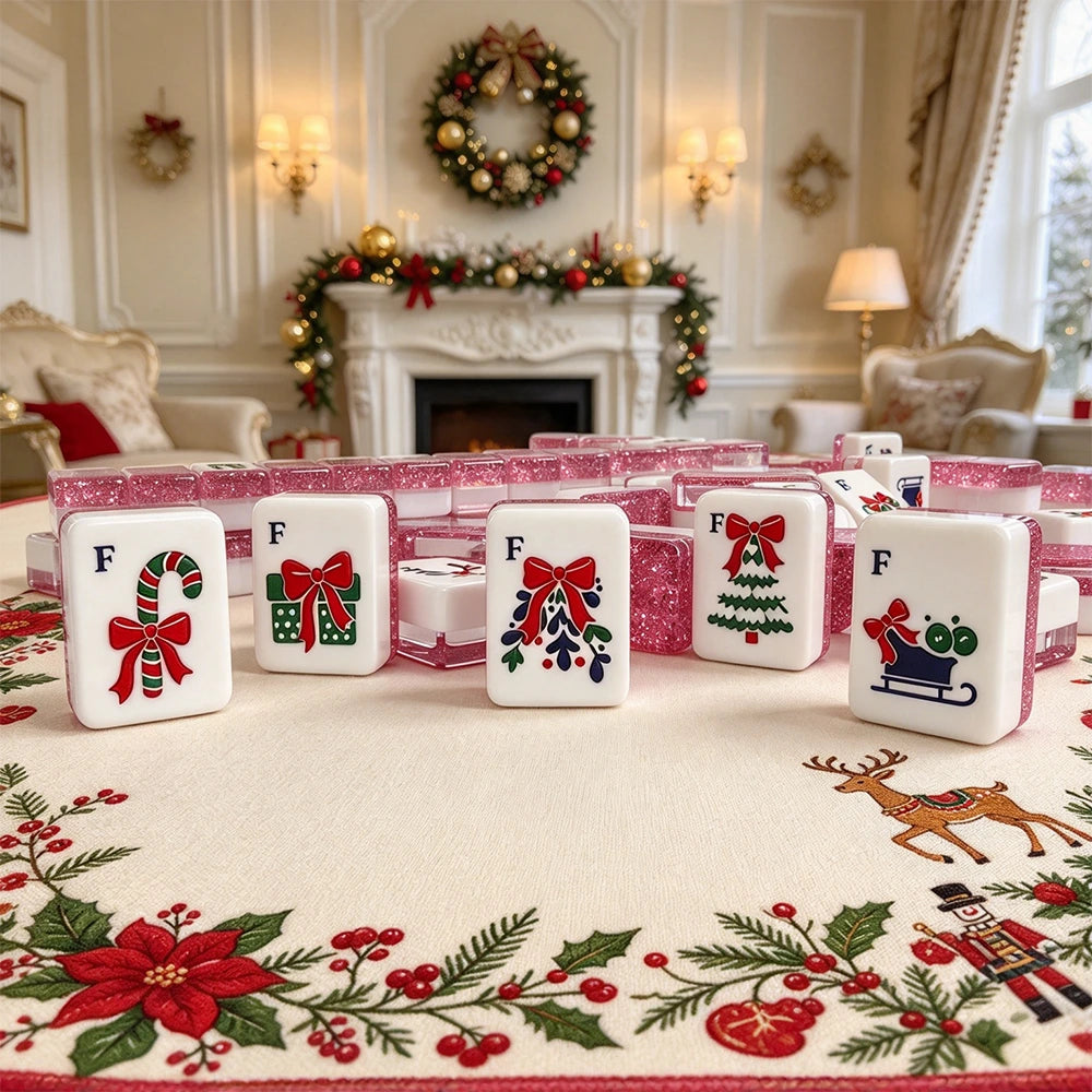 Christmas American Mahjong set with festive holiday designs