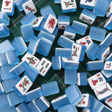 Blue American Mahjong tiles with modern playful designs