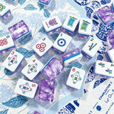 Colourful Mahjong Tiles on Blue Background
