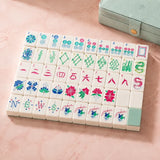 Pastel Mahjong set arranged neatly with colourful tile designs