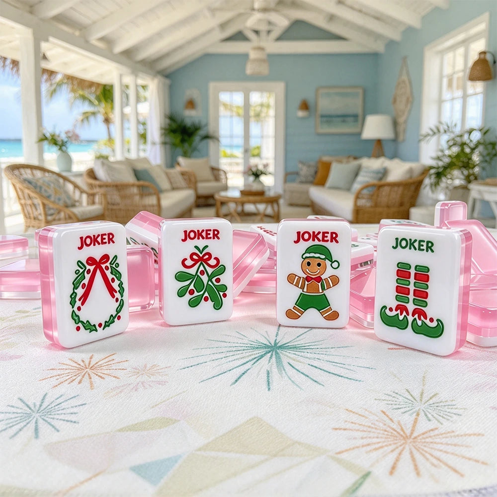 Pastel American Mahjong set with floral tile designs