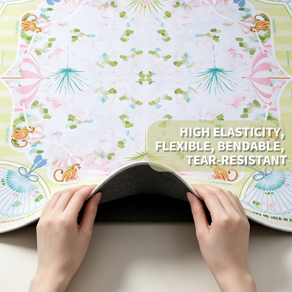 Hands playing Mahjong on Pastel Garden Mahjong mat