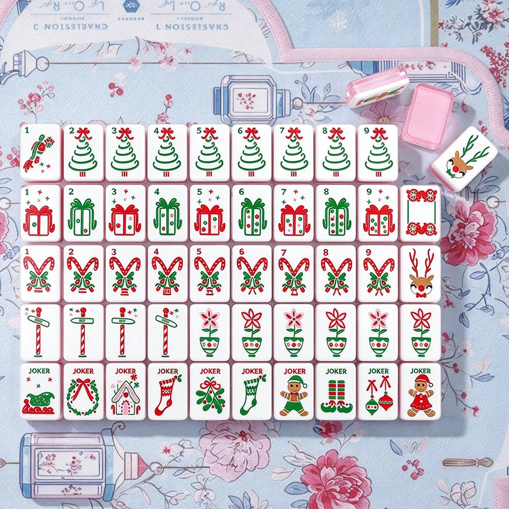 Complete American Mahjong tile set with colorful designs
