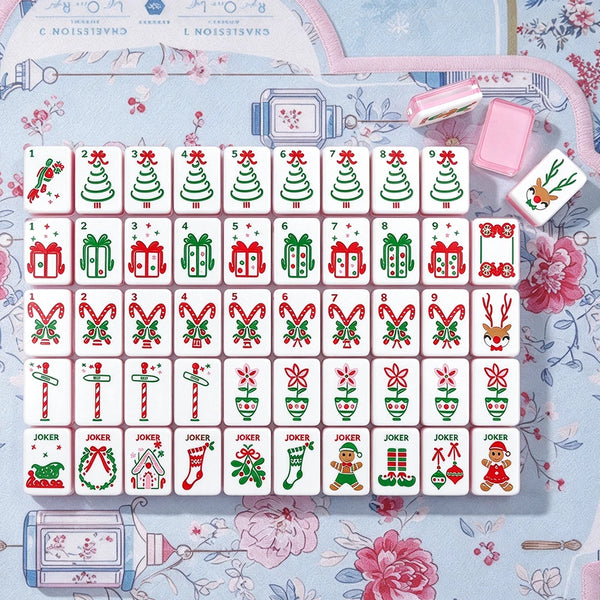 Complete American Mahjong tile set with colorful designs