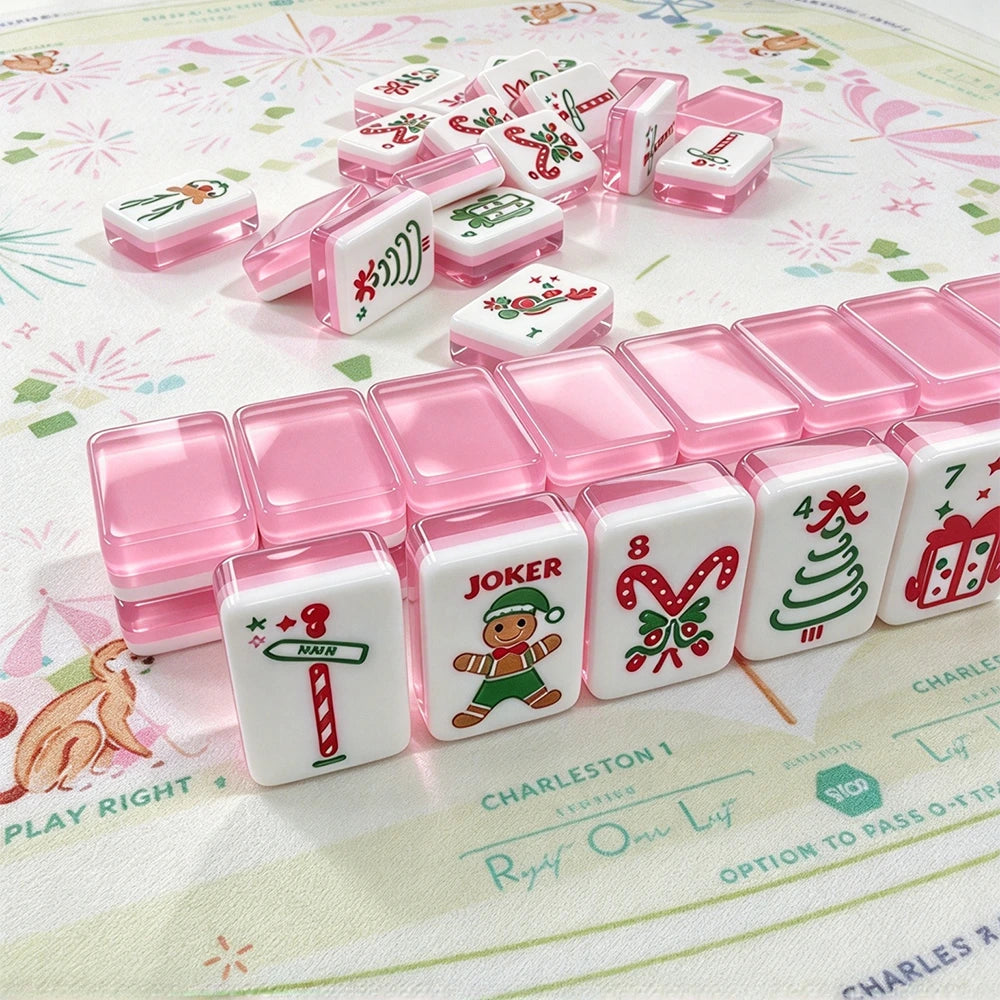 Pink floral American Mahjong set for game night