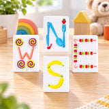 North East West South wind tiles with colourful food-inspired letter artwork displayed in a column