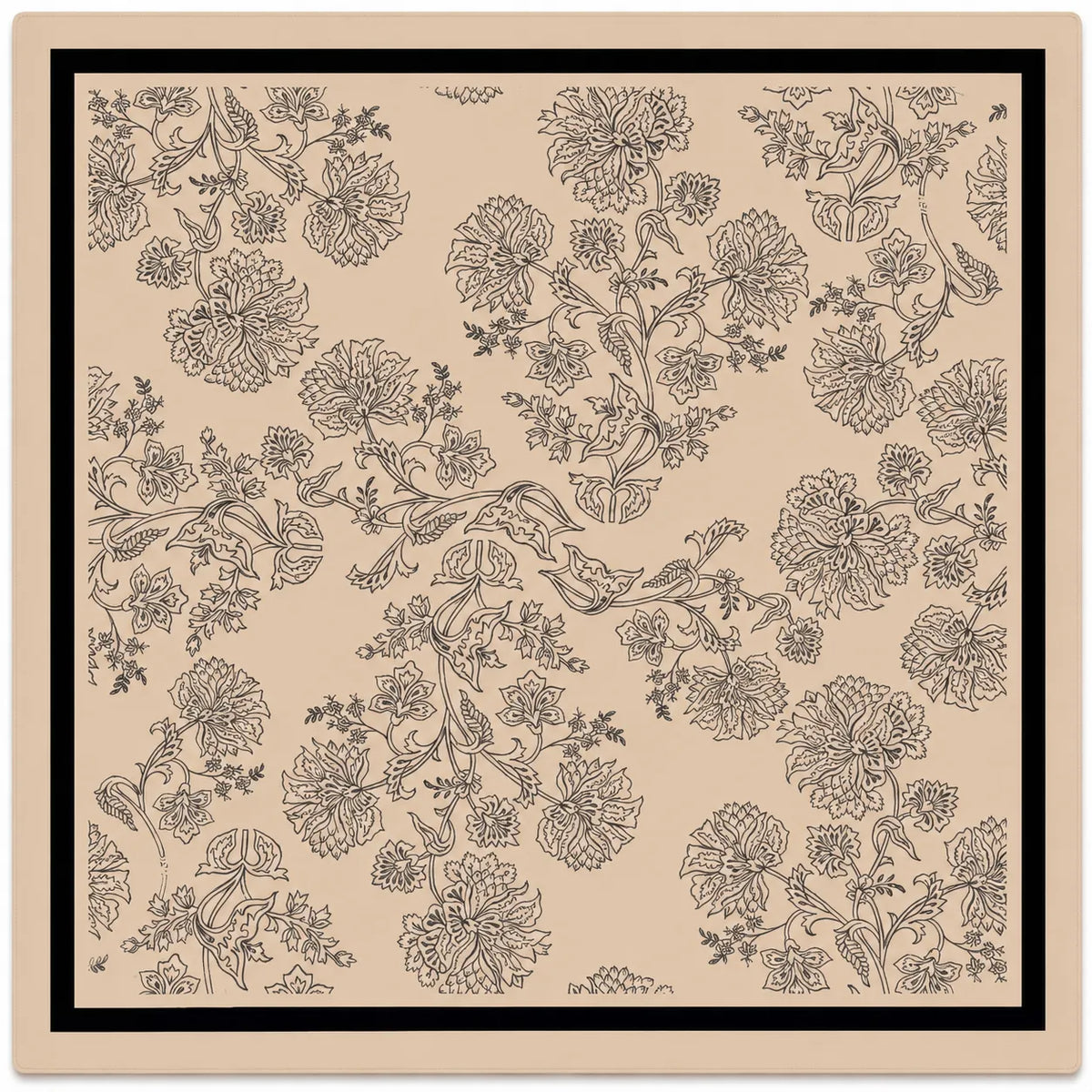 Vintage Floral Mahjong mat with beige botanical pattern