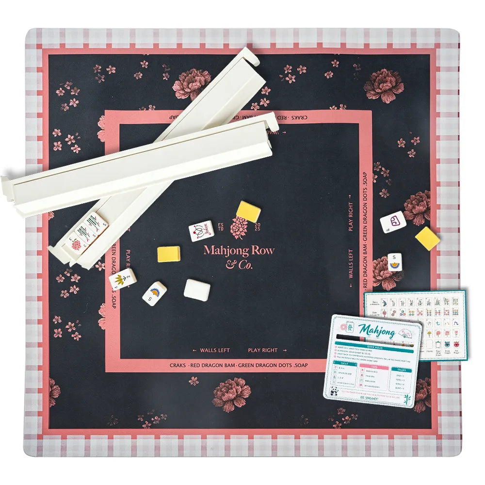 Mahjong tiles on Midnight Blossom Mahjong mat