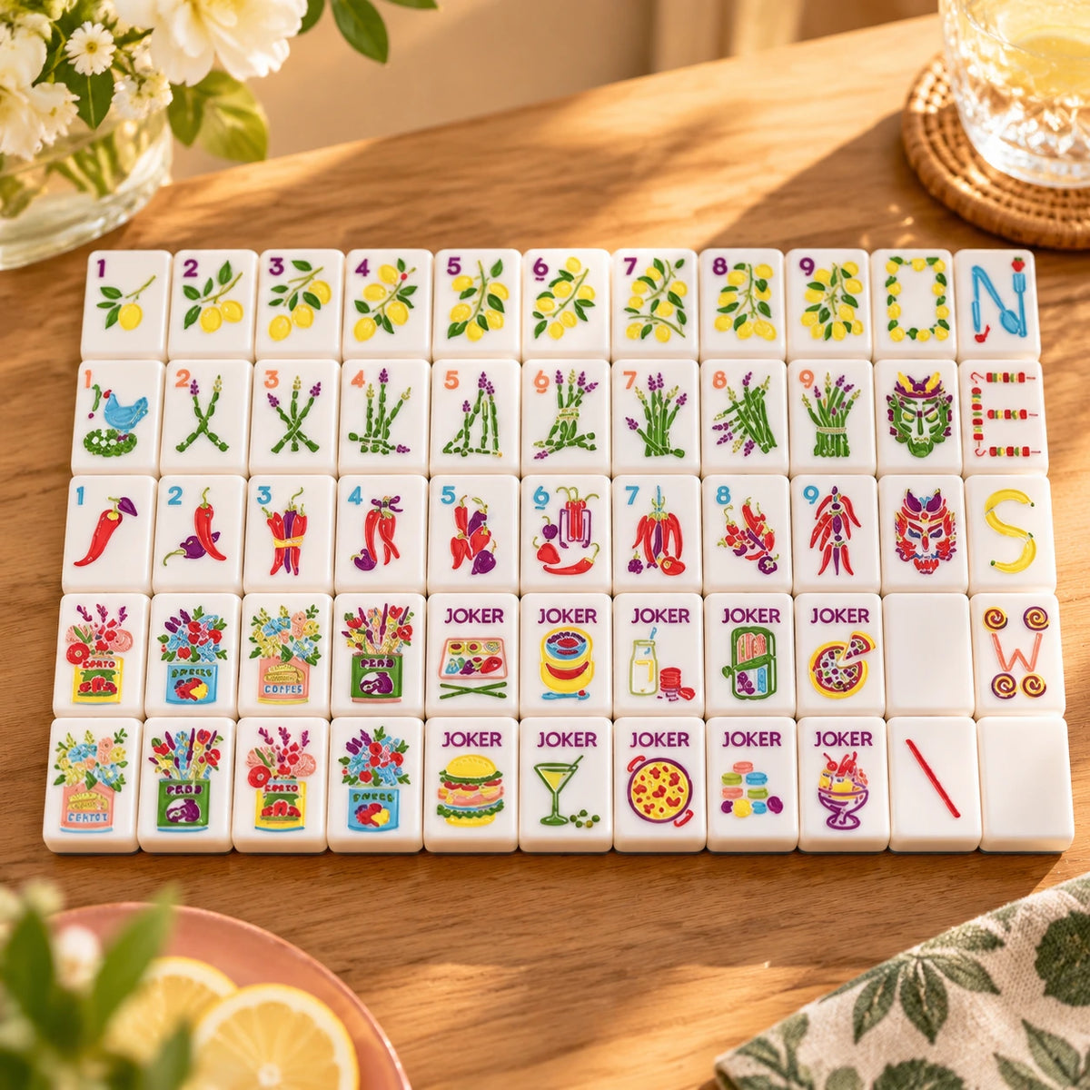 Colorful Fruit White Acrylic Mahjong Tiles – Chatelisse