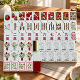 American Mahjong tiles arranged neatly on a rack for tabletop play
