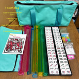 American Mahjong tile set with teal carrying bag and rainbow tile pushers
