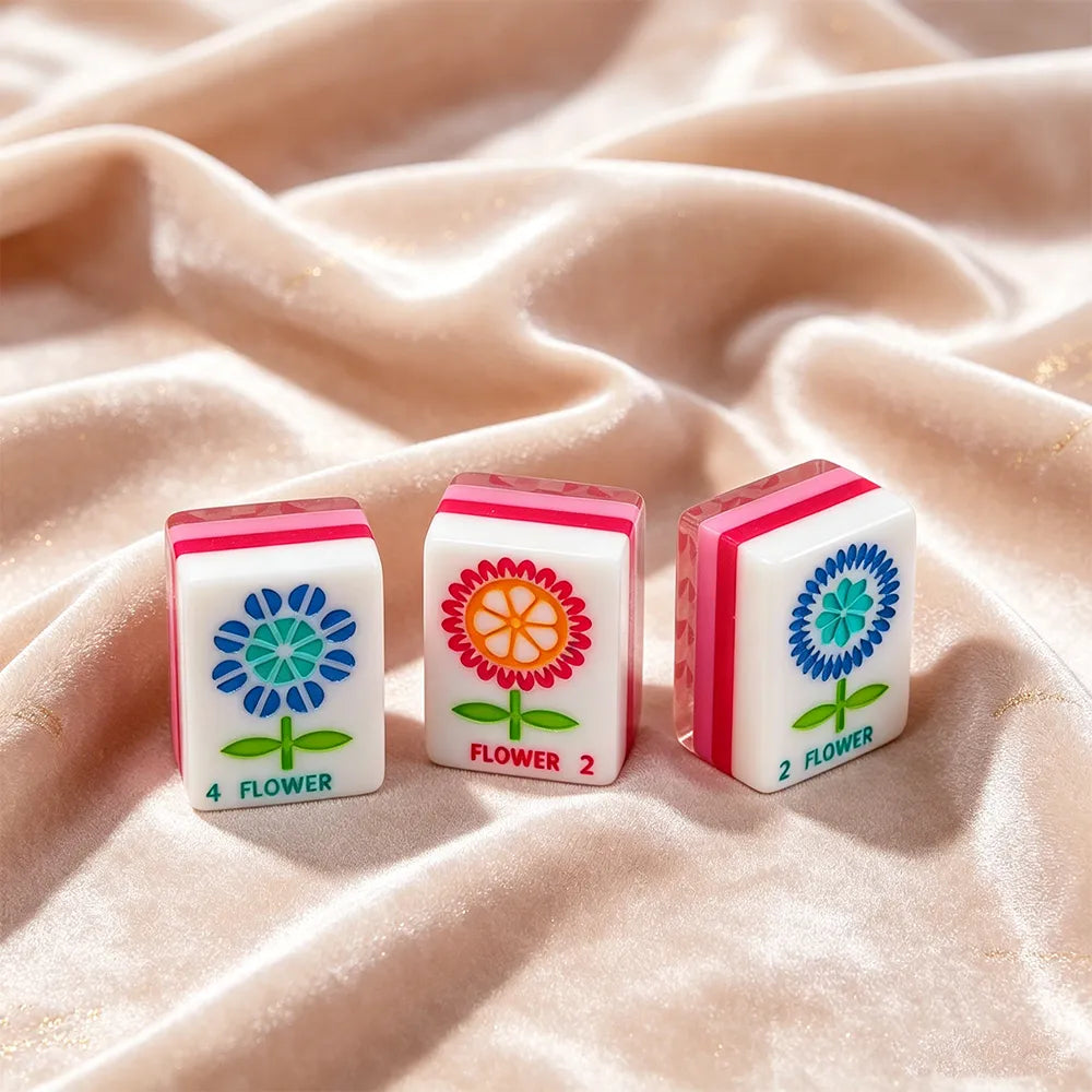 Beige background mahjong display with colorful premium tiles