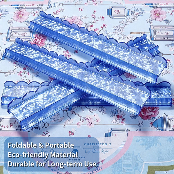 Blue acrylic mahjong tile pusher with transparent design and smooth polished finish