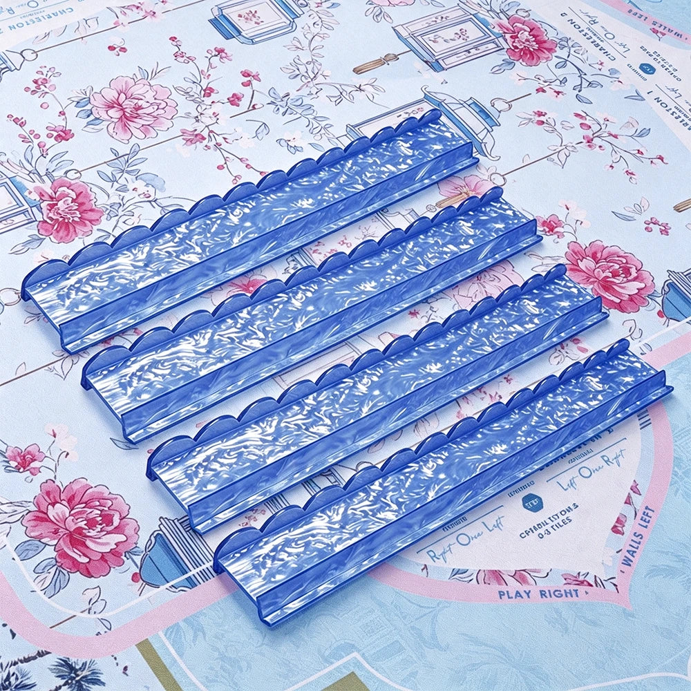 Blue transparent mahjong tile pusher with durable acrylic material