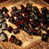 Brown mahjong set with elegant traditional tile design