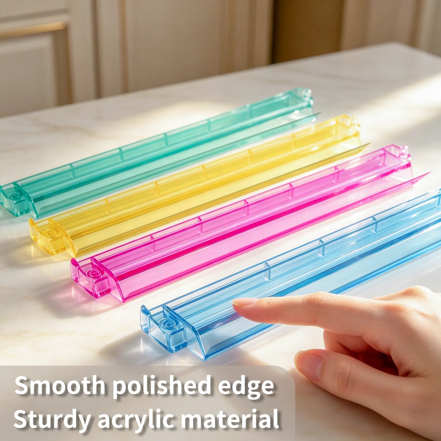 Colorful acrylic mahjong tile pusher with smooth polished edges and durable material