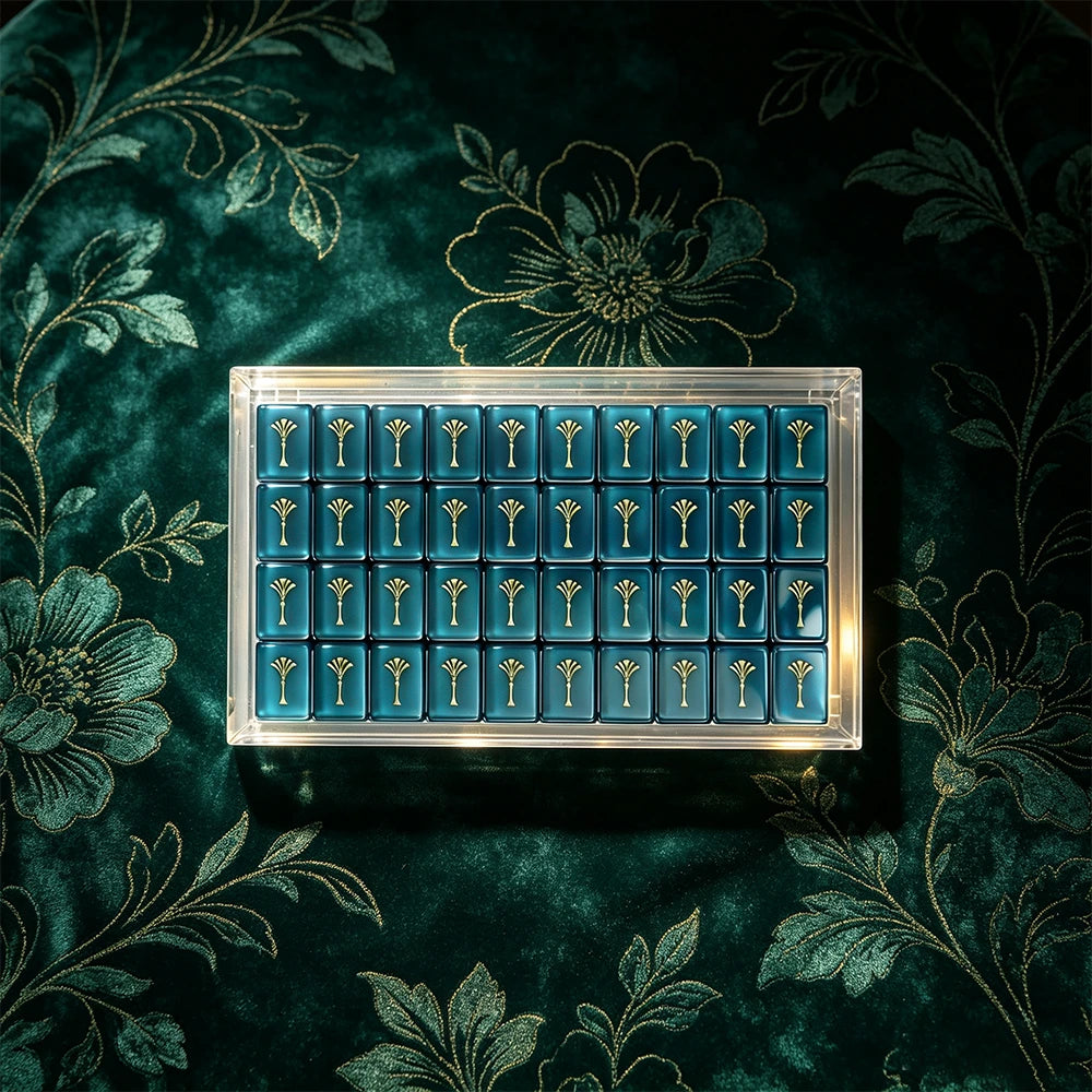 Dark green mahjong table design with premium tile arrangement
