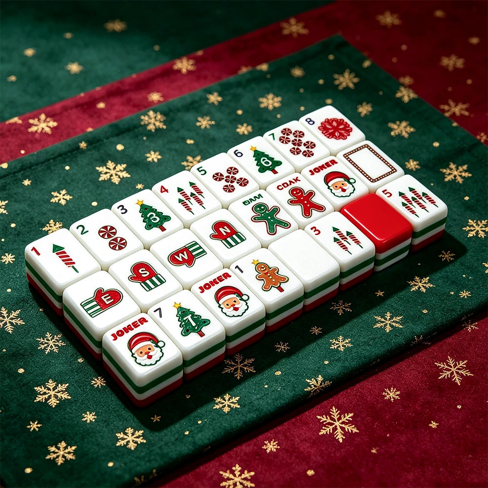 Forest green mahjong game surface with neatly arranged tiles