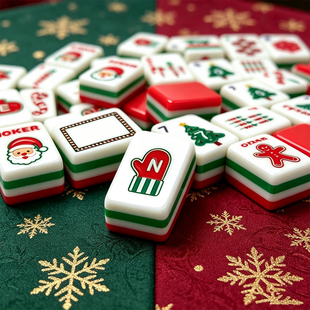Green mahjong game table with classic tile arrangement
