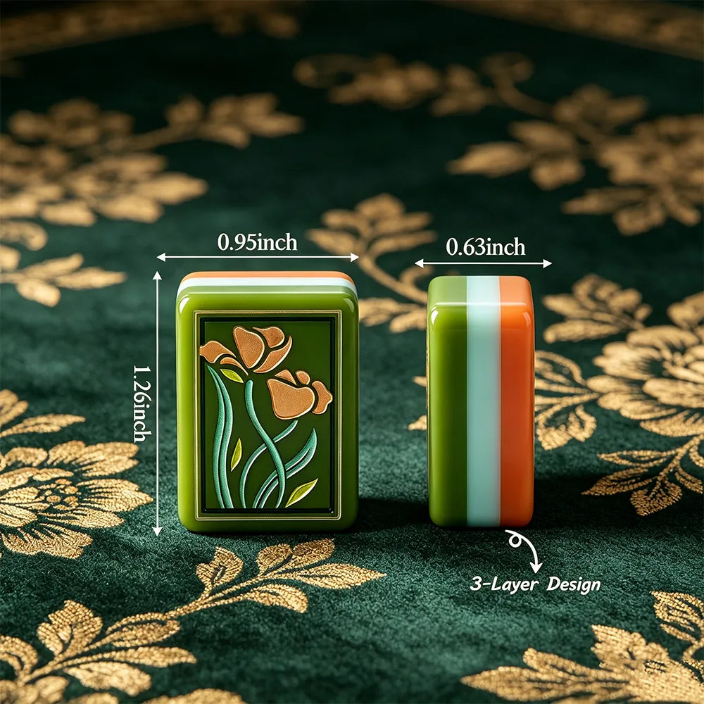 Green themed mahjong room interior with premium decor