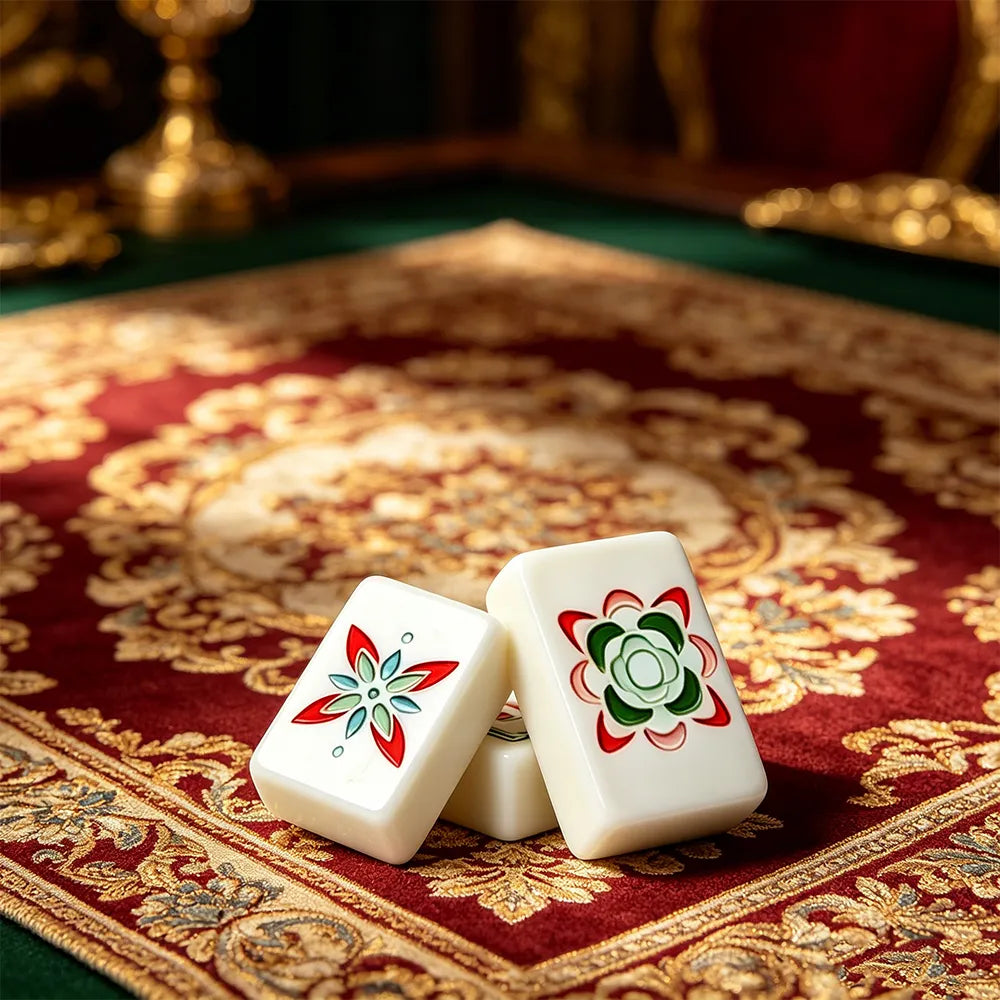 Luxury brown wood mahjong set with premium display design