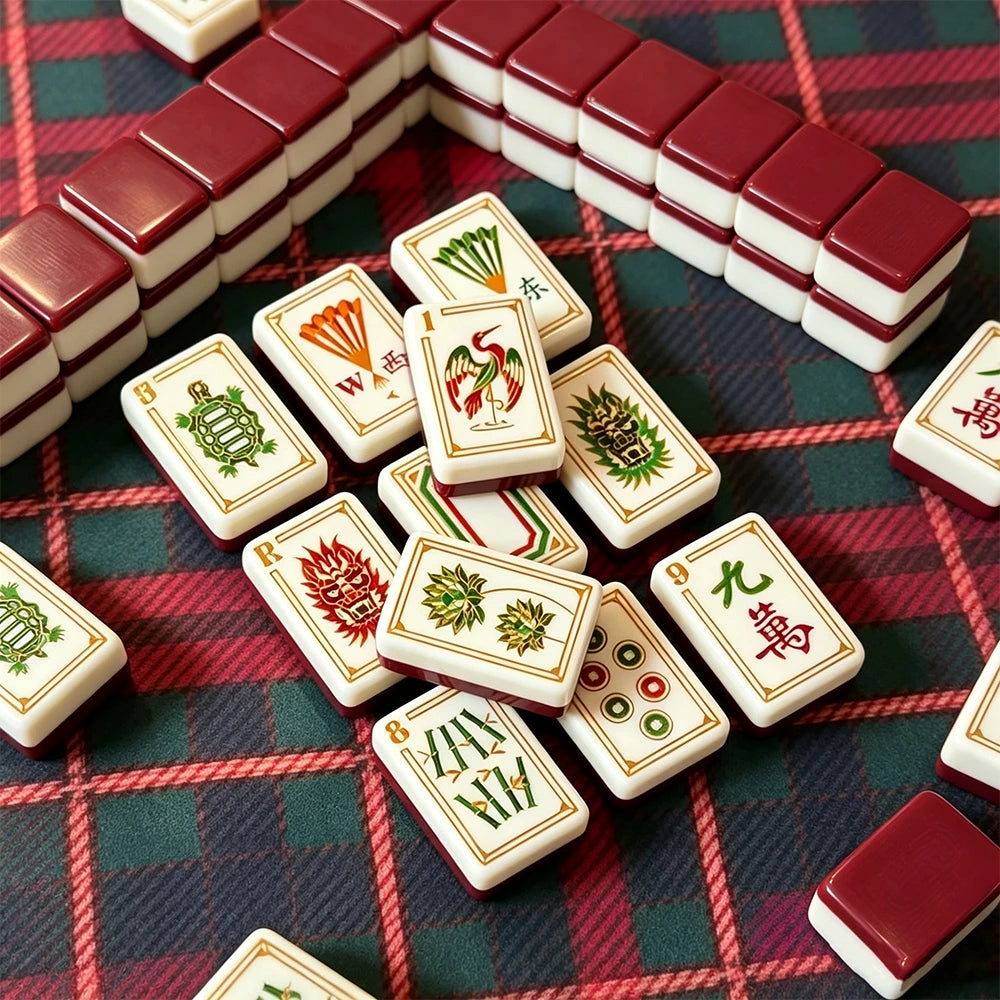 Luxury mahjong tile arrangement with premium design details
