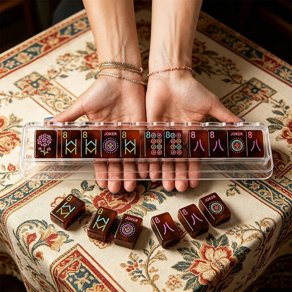 Luxury wooden mahjong set with premium accessories