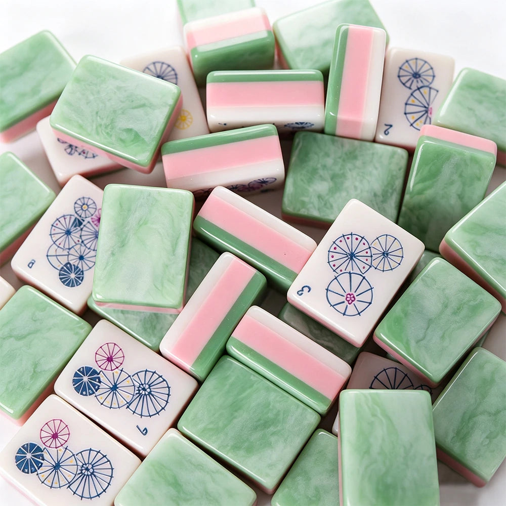 Mint green mahjong tile display with fresh modern design