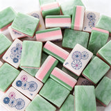 Mint green mahjong tile display with fresh modern design