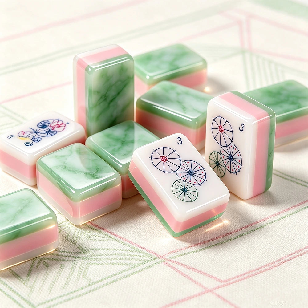 Mint white mahjong collection with elegant presentation