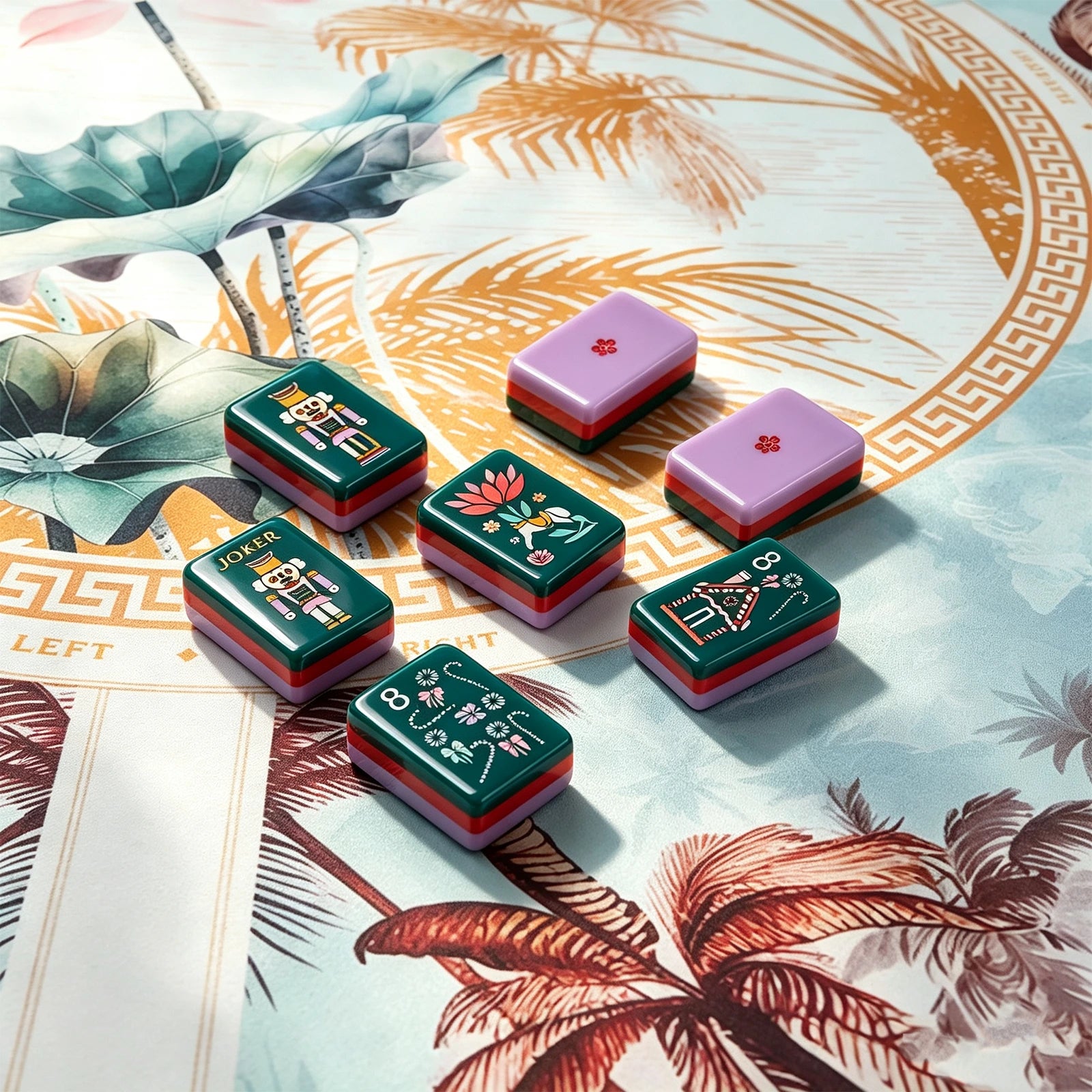 Modern colorful mahjong accessories displayed with elegant styling