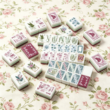 Pastel floral mahjong tile set with elegant styling