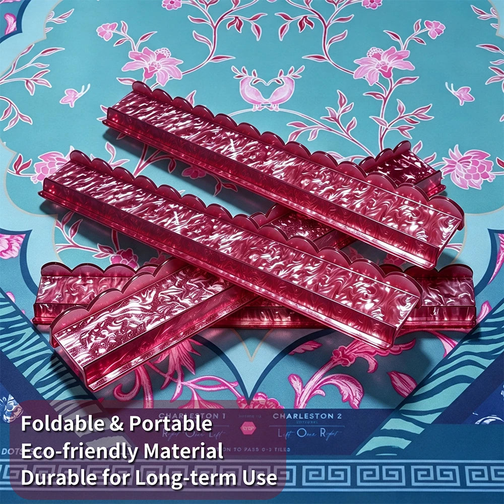 Pink acrylic mahjong tile pusher with vibrant transparent body and elegant style