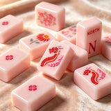 Detailed display of a premium pink mahjong set