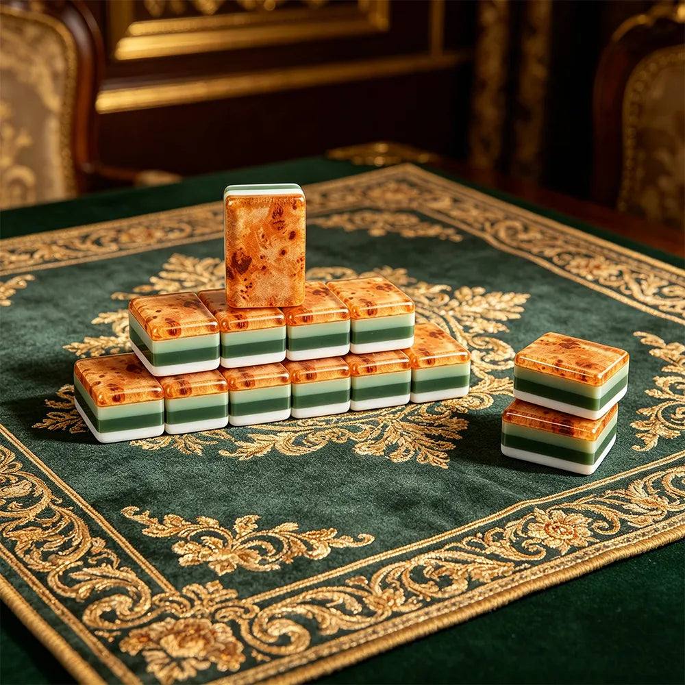 Vintage wood mahjong room with elegant game setup