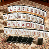 Wooden mahjong table design with elegant tile arrangement